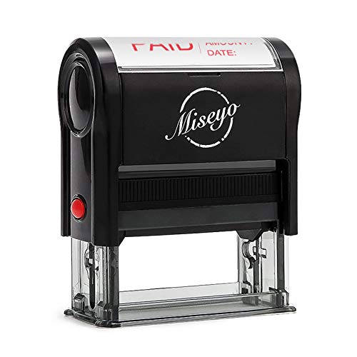 Miseyo Paid Stamp Self Inking with Date, Check Number, Amount - Red Ink - Image 1