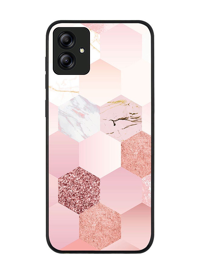Stylizedd Rugged Black edge case for Samsung Galaxy A04 Slim fit Soft Case Flexible Rubber Edges Anti Drop TPU Gel Thin Cover - Marble Pink Honeycomb - Image 1