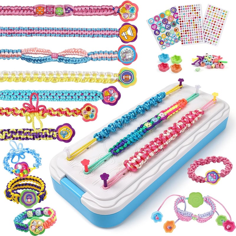 DDAI Friendship Bracelet Making Kits Crafts - Arts & Crafts for Kids Ages 8–12 - Birthday Gifts for 7 9 10 11 12 Years Old Girls Toys, String Bracelet Maker Loom Box for Kids, DIY Gem Stickers - Image 1
