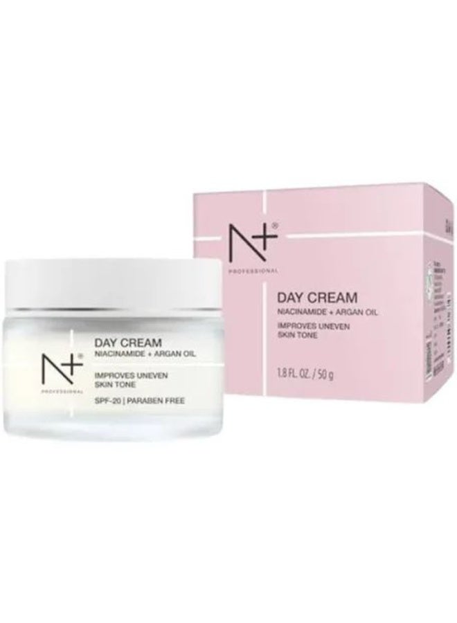 N Plus Professional Day Cream – Lightweight Formula with Pure Argan Oil, Niacinamide & Mulberry Extract, Reduces Uneven Skin Tone & Provides Environmental Protection, 50ml - Image 1
