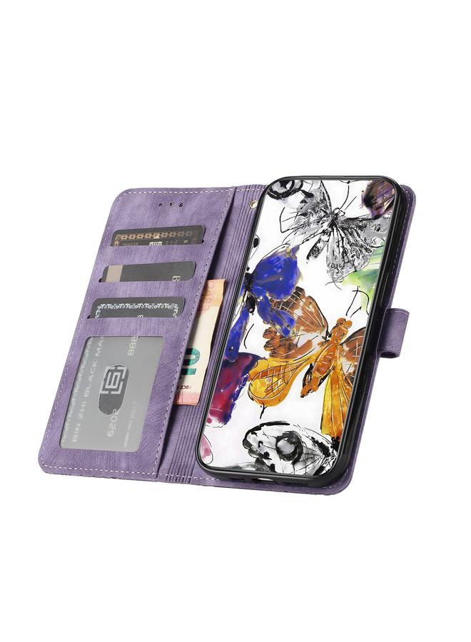 S-TOP Case For Samsung Galaxy S25+ 5G Skin-feel Embossed Butterfly Leather Phone Case - Image 4