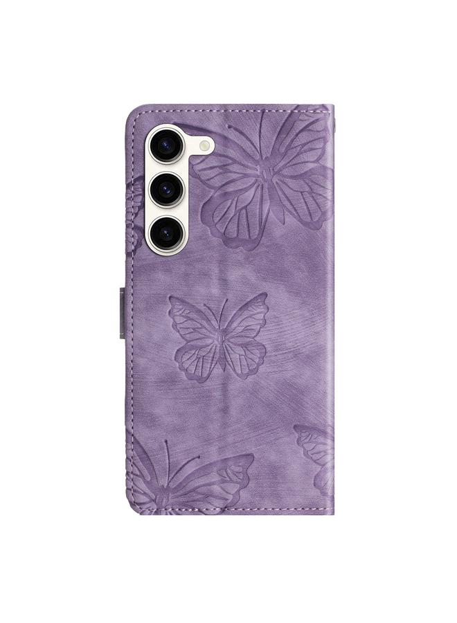 S-TOP Case For Samsung Galaxy S25+ 5G Skin-feel Embossed Butterfly Leather Phone Case - Image 3