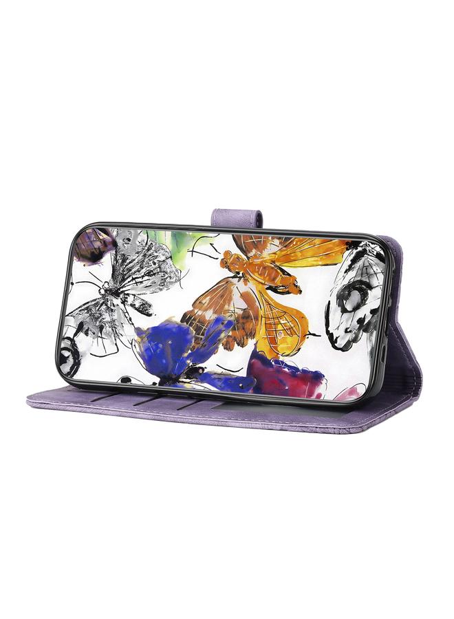 S-TOP Case For Samsung Galaxy S25+ 5G Skin-feel Embossed Butterfly Leather Phone Case - Image 5