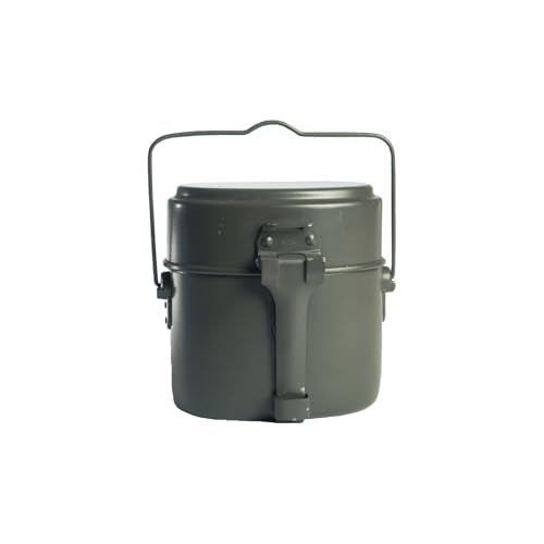 MIL-TEC German Style Gray Aluminum Mess Kit | Three-Part Portable Military Mess Tin with Clap Frame | Ideal for Camping, Hiking, Outdoor Cooking | Height: 6.5", Width: 4.25", Weight: ca. 16 oz. - Image 5