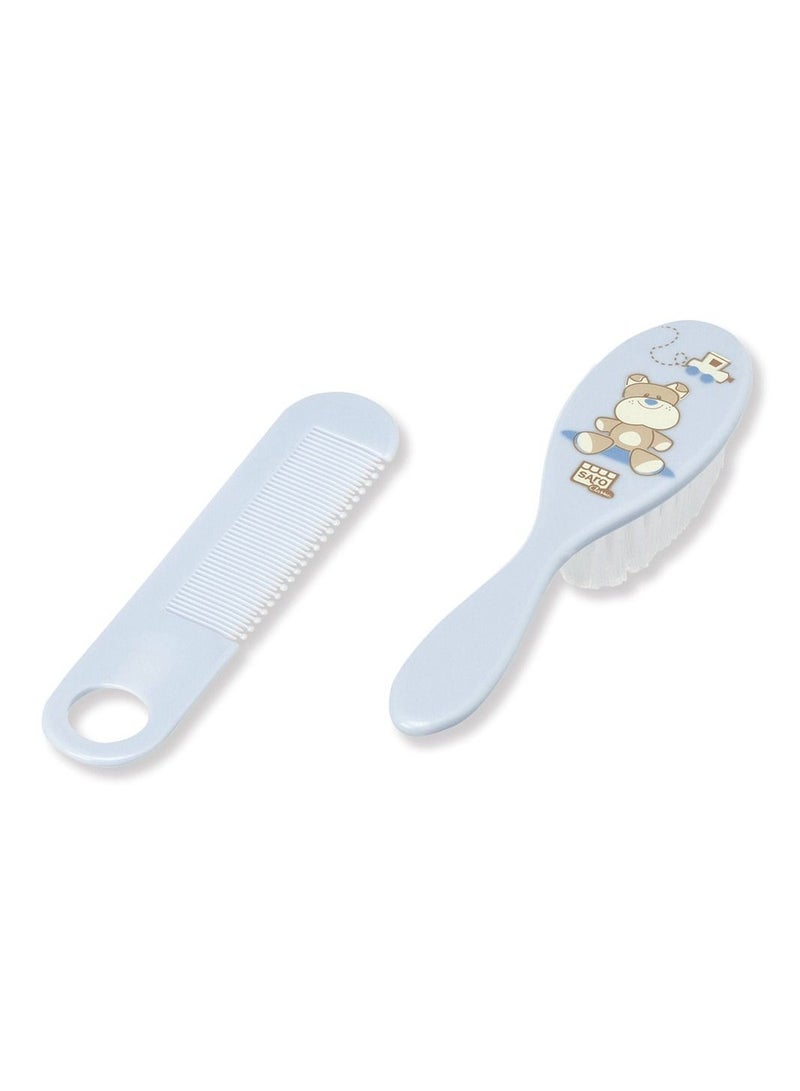 Saro Baby Brush and Comb Set Blue