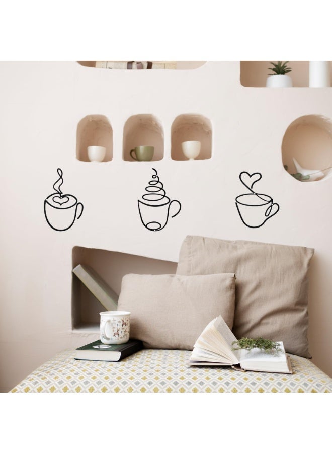 Lyaxm 3 Pieces Coffee Cup Metal Wall Art Wire Coffee Bar Hanging Decor Cafe Themed Vintage Rustic Metal Sign for Kitchen Restaurant Shop Home Office Accessories - Image 1