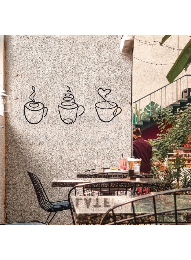 Lyaxm 3 Pieces Coffee Cup Metal Wall Art Wire Coffee Bar Hanging Decor Cafe Themed Vintage Rustic Metal Sign for Kitchen Restaurant Shop Home Office Accessories - Image 5