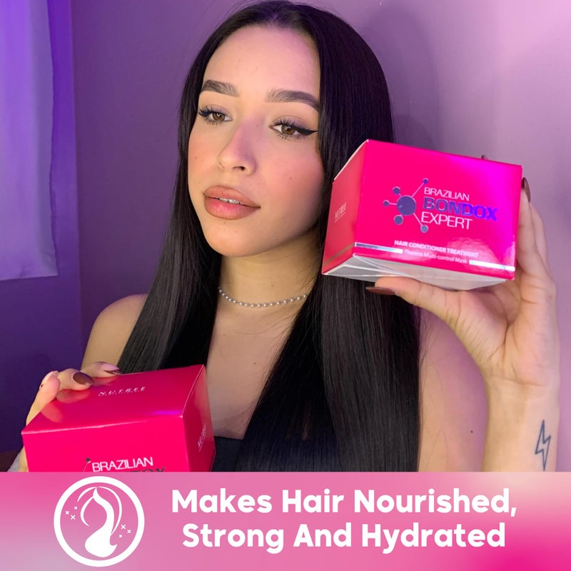 Amazonliss HAIR TREATMENT MASK FOR DAMAGED BRAZILIAN BONDOX 2.82 oz Thermal Activated Mask for Dry Frizzy Hair | Formaldehyde Free Cruelty Free | Results for up to 1-3 months | Almond Oil - Image 5