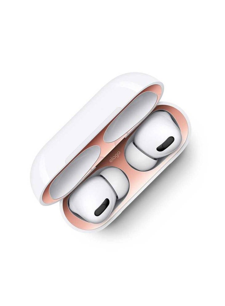 إليجو ديزاين واقي الغبار لسماعات Apple Airpods Pro (مجموعتان) / طلاء الكروم يدوم طويلاً ومظهر فاخر / سهل التركيب / يحمي من الغبار - ذهبي وردي لامع - Image 1