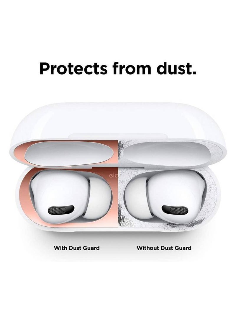 إليجو ديزاين واقي الغبار لسماعات Apple Airpods Pro (مجموعتان) / طلاء الكروم يدوم طويلاً ومظهر فاخر / سهل التركيب / يحمي من الغبار - ذهبي وردي لامع - Image 3