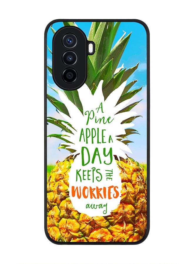 Stylizedd Rugged Black Edge case for Huawei nova Y71, Slim fit Soft Case Flexible Rubber Edges Anti Drop TPU Gel Thin Cover - Pineapple A Day - Image 1