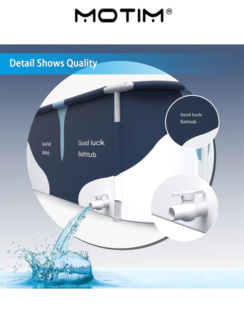 موتيم حوض استحمام قابل للطي محمول 55 بوصة حوض نقع عائلي مع غطاء للحمام الصغير (حليب بإطار معدني) - Image 3