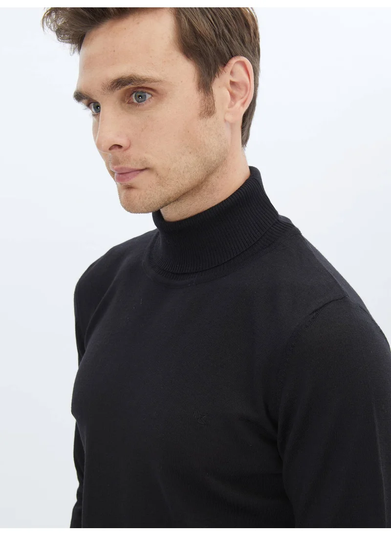 Kip Black Full Turtleneck Wool Blend Sweater