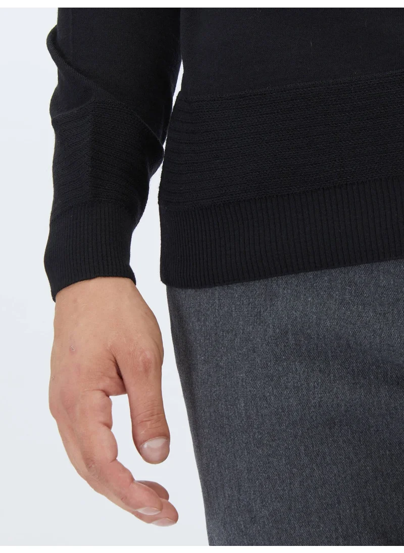 Kip Black Full Turtleneck Wool Blend Sweater