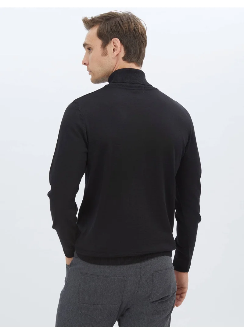 Kip Black Full Turtleneck Wool Blend Sweater