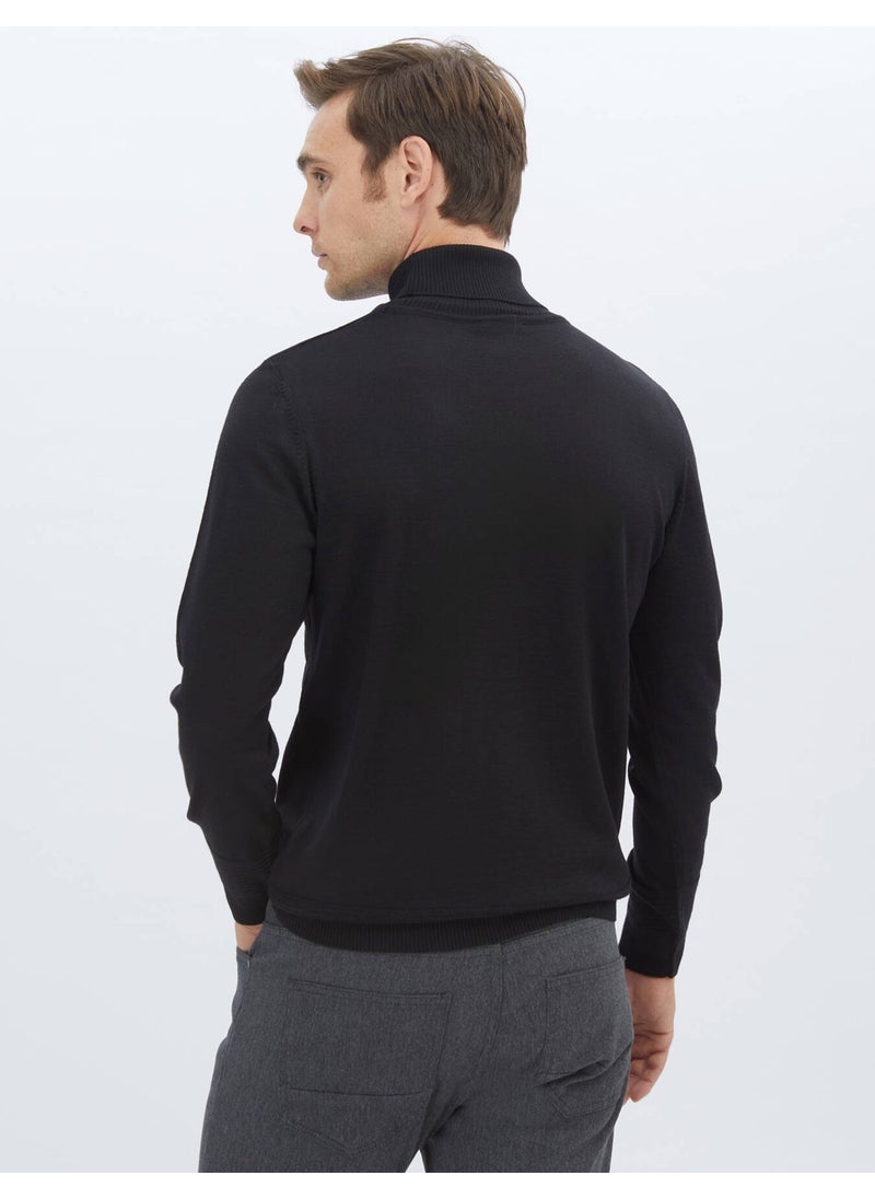 Kip - Black Full Turtleneck Wool Blend Sweater - Image 1
