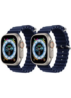 IAF Silicone Ocean Band Strap Dark Blue Silicone Ocean Band Strap Dark Blue Set of 2 for Apple Watch Ultra 8 49mm 