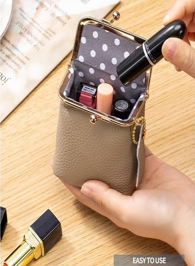 Vynoraxis Genuine Leather Mini Jewelry Box & Vintage Wallet for Women - Compact Travel Coin Purse, Lipstick Storage Organizer, Retro Leather Clutch Case (Black) - Image 3