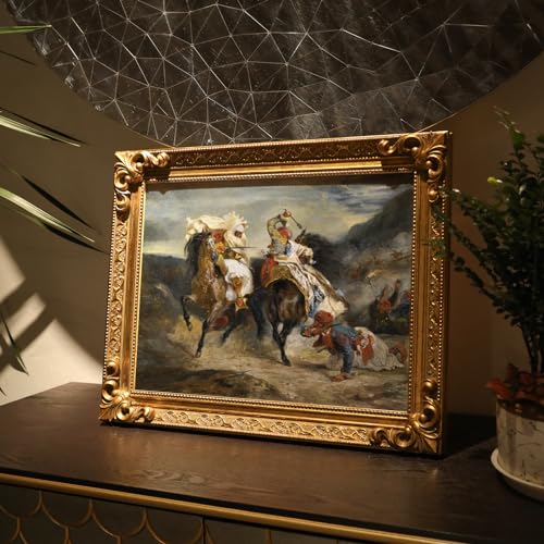 FOLKOR Wood Canvas Frame for 12x16 Oil Paintings Finished 12x16 Gold Ornate Frame for Wall Art Prints Luxury Vintage Painting Frame for Home Office Decor No Back Cover Gold - Image 3