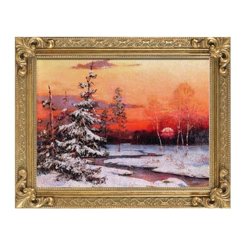 FOLKOR Wood Canvas Frame for 12x16 Oil Paintings Finished 12x16 Gold Ornate Frame for Wall Art Prints Luxury Vintage Painting Frame for Home Office Decor No Back Cover Gold - Image 1