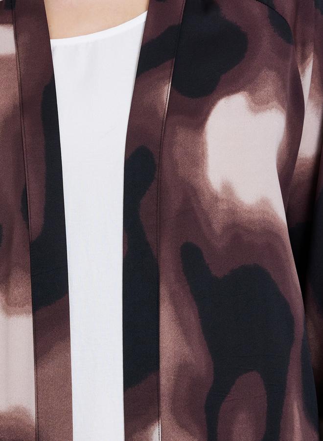 Amirah Women Abstract Print Open Front Abaya - Image 4