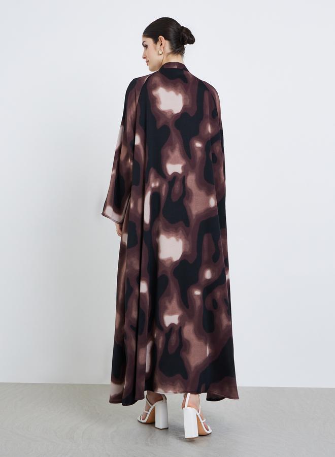Amirah Women Abstract Print Open Front Abaya - Image 5
