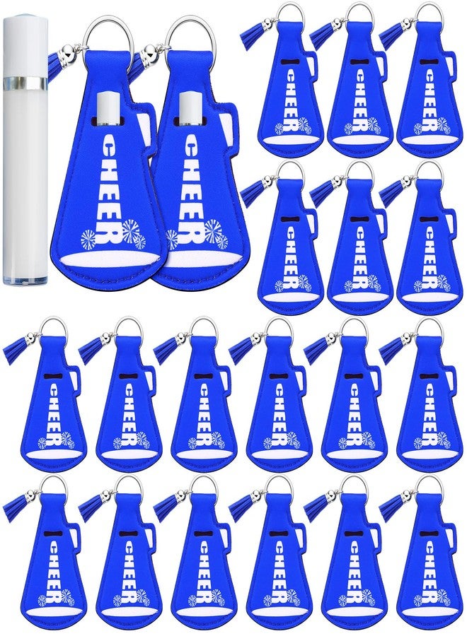 Swiffen 20 pcs Blue Cheerleading Gifts Natural Bulk Lip Balm Holder with Tassel Large Hangable Keychain Set Cheerleading Gifts for Team Youth Sports Party Supplies Handbags Cool Wallet Charms, Vibrant - Image 1