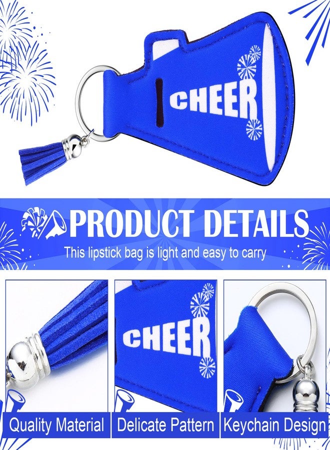 Swiffen 20 pcs Blue Cheerleading Gifts Natural Bulk Lip Balm Holder with Tassel Large Hangable Keychain Set Cheerleading Gifts for Team Youth Sports Party Supplies Handbags Cool Wallet Charms, Vibrant - Image 3