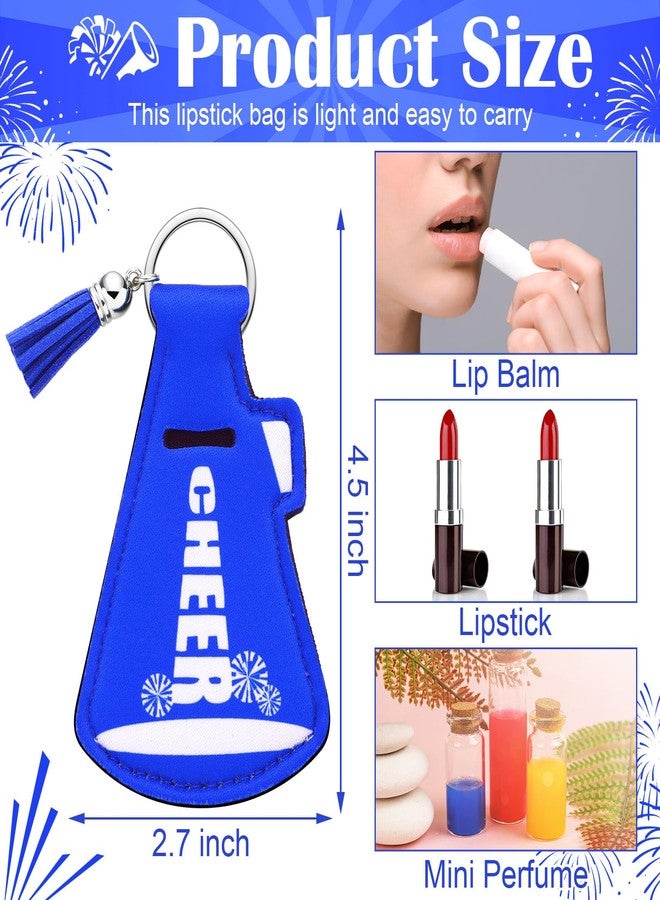 Swiffen 20 pcs Blue Cheerleading Gifts Natural Bulk Lip Balm Holder with Tassel Large Hangable Keychain Set Cheerleading Gifts for Team Youth Sports Party Supplies Handbags Cool Wallet Charms, Vibrant - Image 2