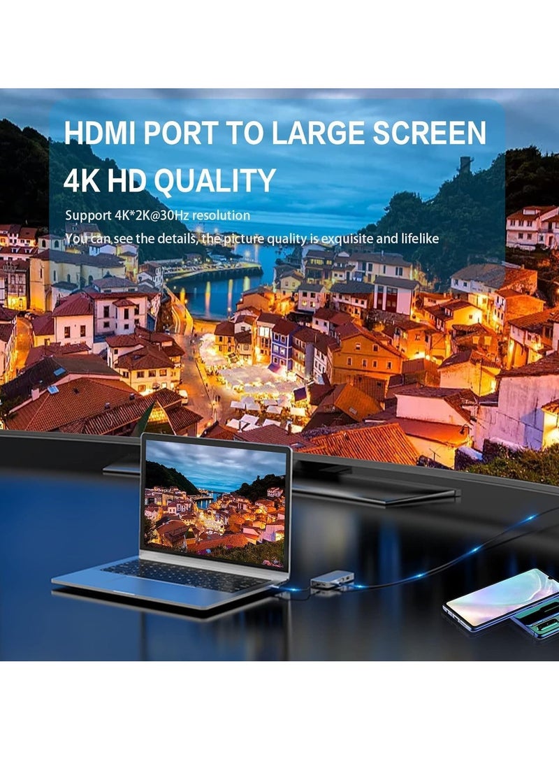 JAJEEK 10-in-1 USB C Hub Docking Station with 4K HDMI, VGA, USB 3.0, Ethernet, SD/TF Card Reader, 3.5mm AUX – Multi-Port Adapter for MacBook Pro & Type C Laptops – Fast Data Transfer, High-Resolution Display & Seamless Connectivity - Image 4