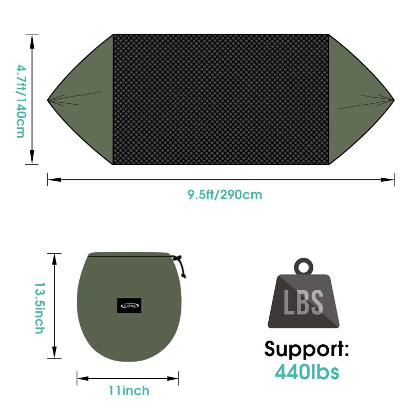 G4Free Large Camping Hammock with Mosquito Net 2 Person Pop-up Parachute Lightweight Hanging Hammocks Tree Straps Swing Bed for Outdoor Backpacking Backyard Hiking (New Army Green) - Image 5