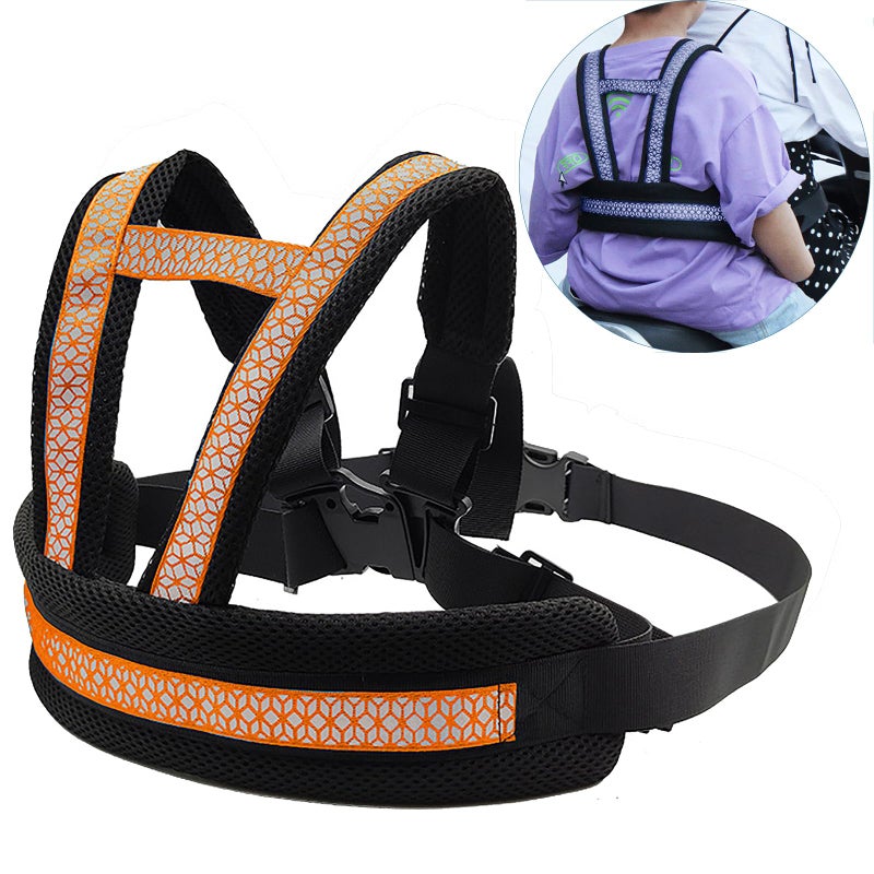 Holiberty Child Motorcycle Safety Harness for Kids Reflective Anti-Fall Bike Motorcycle Belt Adjustable Cycling Walking Harness Leash with Added Padding on Shoulders Waist Straps Age 3-12Yrs - Image 1