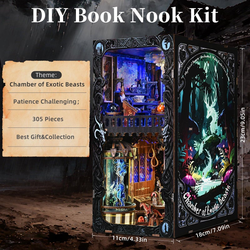 ETKVR Book Nook Kit - DIY Miniature House Dollhouse Kit 3D Puzzles for Adults, Gifts for Family and Friends Bookshelf Decor Tiny House Model Build with Dust Cover - Image 2