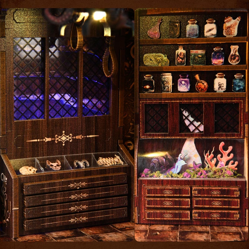 ETKVR Book Nook Kit - DIY Miniature House Dollhouse Kit 3D Puzzles for Adults, Gifts for Family and Friends Bookshelf Decor Tiny House Model Build with Dust Cover - Image 4