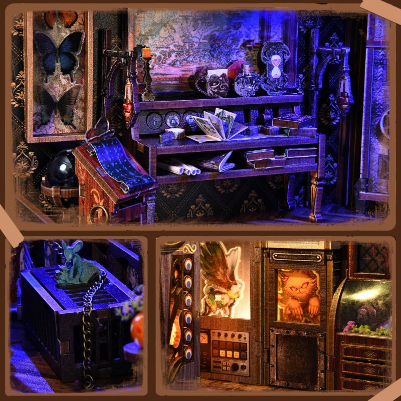 ETKVR Book Nook Kit - DIY Miniature House Dollhouse Kit 3D Puzzles for Adults, Gifts for Family and Friends Bookshelf Decor Tiny House Model Build with Dust Cover - Image 5