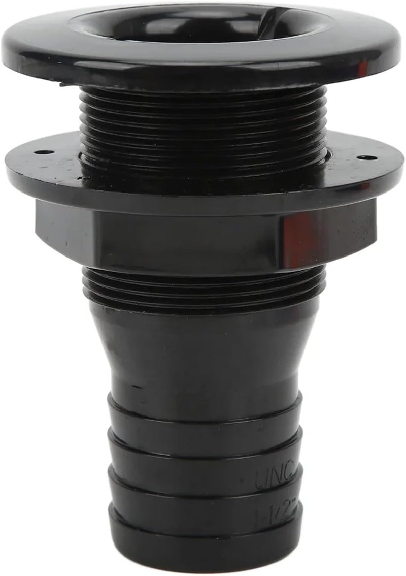12 Pcs Multi Size Boat Thru Hull Connector ABS Plastic Straight Drain Outlet 1 2in Black - Image 1