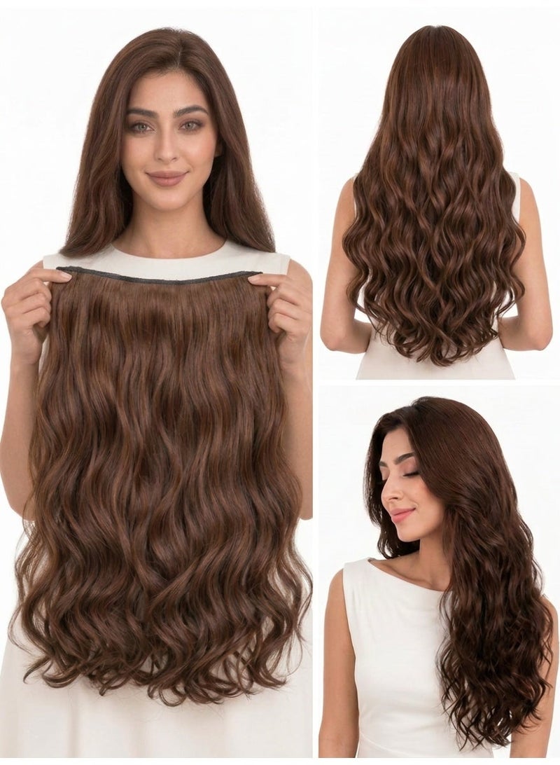 One-Piece Seamless Wavy U-Shaped 5-Clip Hair Extension - Image 1