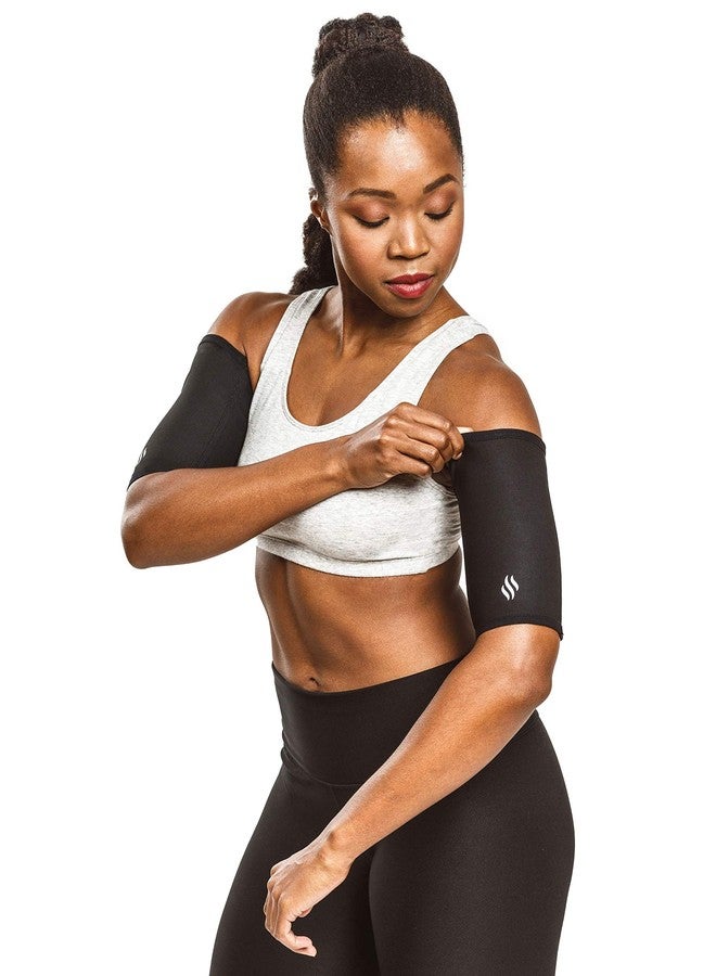 Sweat Shaper Women’s Arm Trimmers, Compression Sweat Bands, Performance Sleeves, 2 Pack, Black, S - Image 5