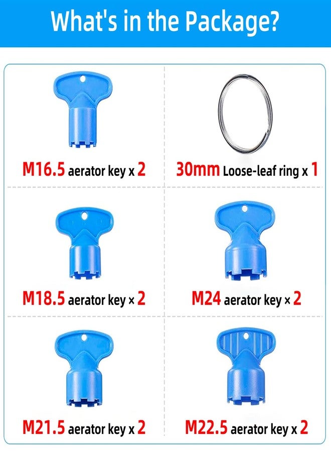 Hibbent 10 Pieces Faucet Aerator Key, Aerator Wrench with a Ring for Easy Storage Removal Wrench Tool for M16.5 M18.5 M21.5 M22.5 M24 5 Set (Pack of 2) - Image 3