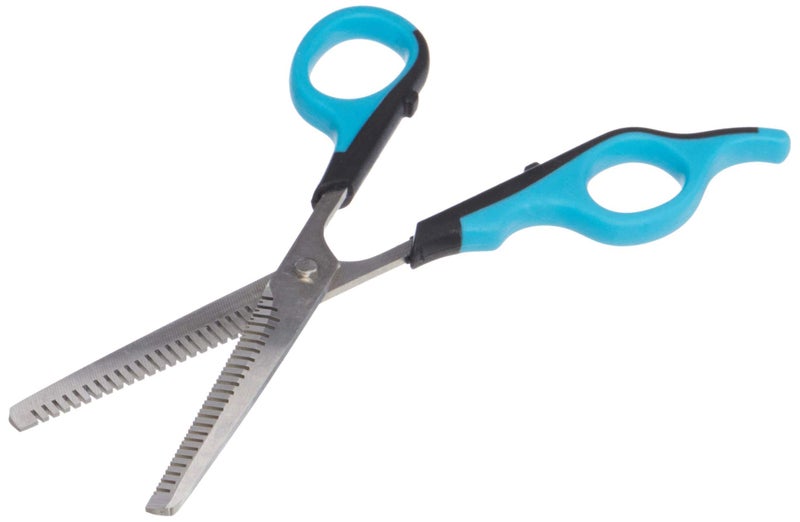 Trixie: - Double Sided Thinning Scissors | Stainless Steel Pet Grooming Scissors | Non-Slip Rubber Handle for Easy Grip | Round-Tip Design Makes It Safe to Use Around Your Pets Face – 18 cm - Image 1