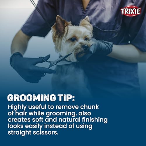 Trixie: - Double Sided Thinning Scissors | Stainless Steel Pet Grooming Scissors | Non-Slip Rubber Handle for Easy Grip | Round-Tip Design Makes It Safe to Use Around Your Pets Face – 18 cm - Image 5