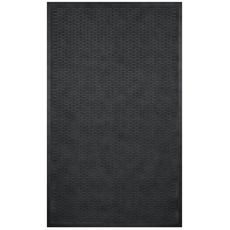 IndoorOutdoor HoseWash Ribbed Design NonSlip Rubber 3x5 Modern Area Rug for Living Room Bedroom Dining Room Office 35 x 60 Black