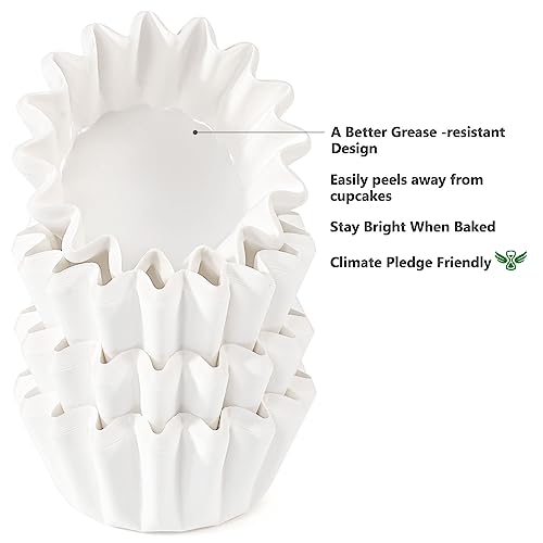 Caperci Heavy Duty White Mini Cupcake Liners 200 Counts - Grease-Resistant Paper Muffin Baking Cups, Odorless, No Muffin Pan Needed, Easily Peels (White) - Image 3