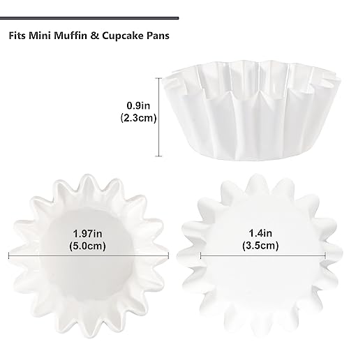 Caperci Heavy Duty White Mini Cupcake Liners 200 Counts - Grease-Resistant Paper Muffin Baking Cups, Odorless, No Muffin Pan Needed, Easily Peels (White) - Image 5