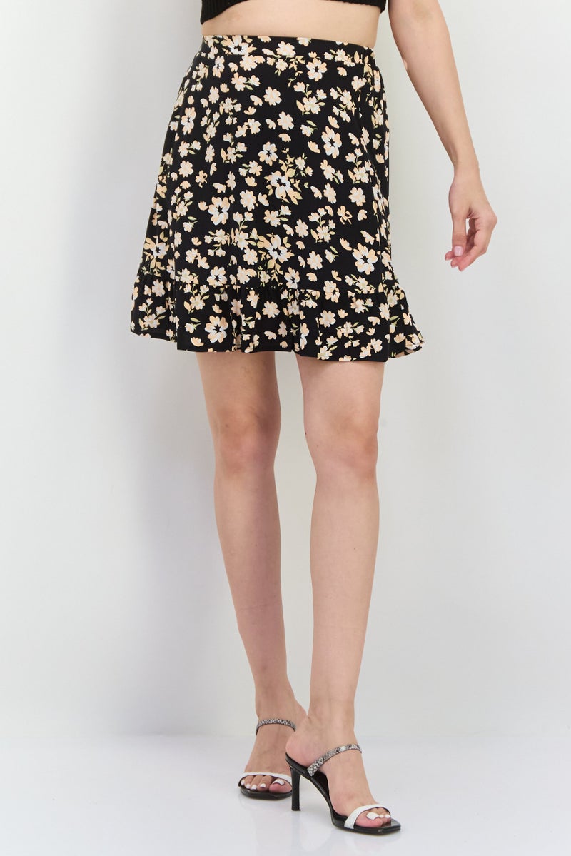 Vila Women Floral A-Line Skirt, Multicolor - Image 1