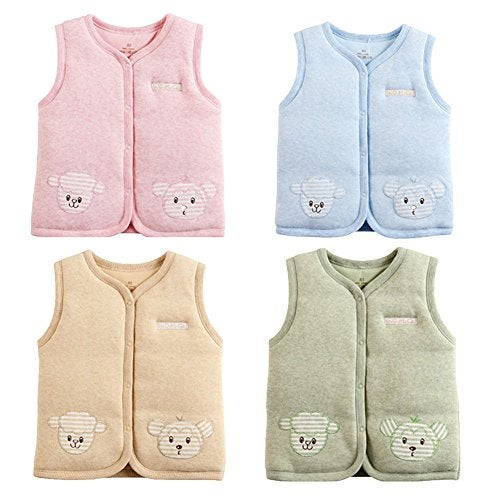 Monvecle Baby Organic Cotton Warm Vests Unisex Infant to Toddler Light Padded Waistcoat Lt.blue 12-18m - Image 2