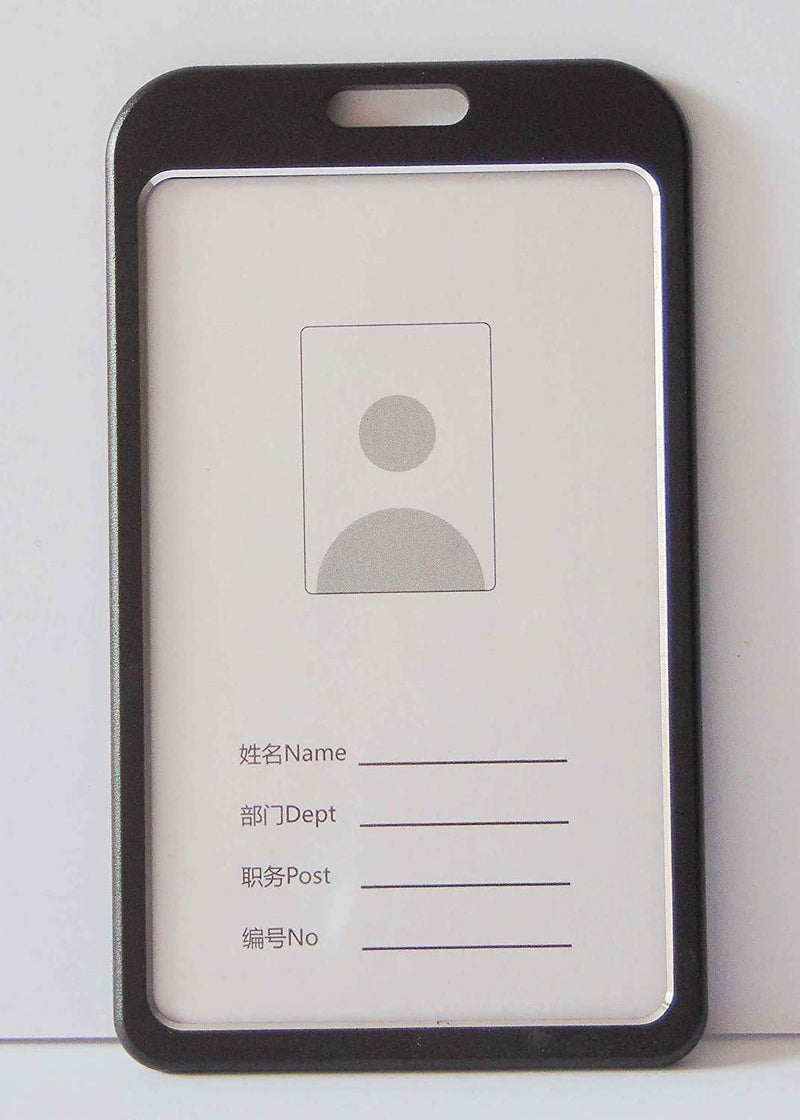 Aminit I Cards Natural Hard Metal (Aluminum Alloy) ID Card Holder/Badge with Scratch Guard for Office ID Card Vertical (Pack of 10) (Black) - Image 4