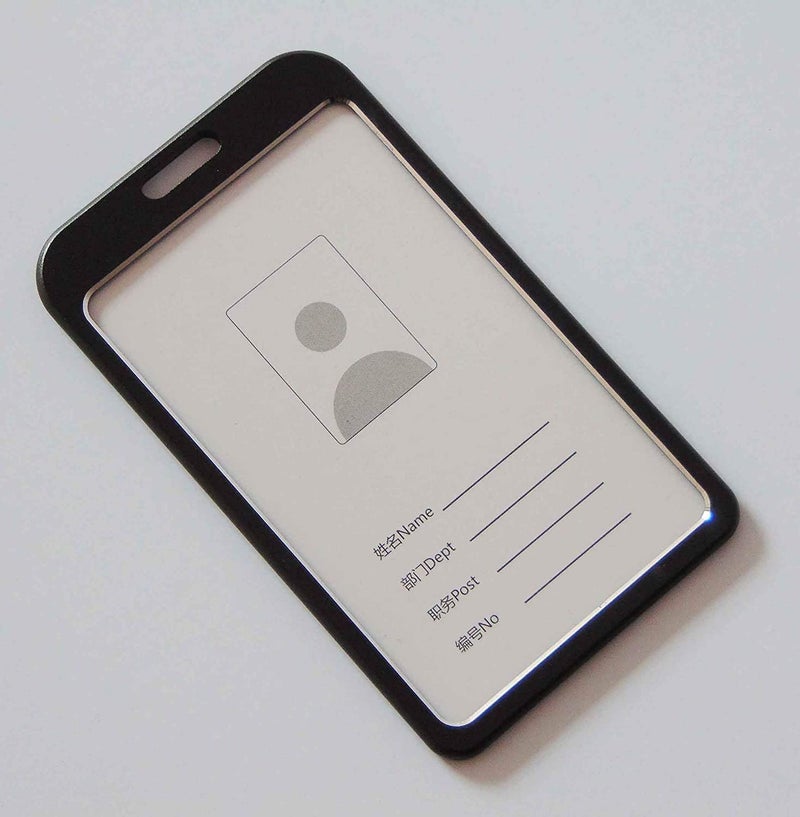 Aminit I Cards Natural Hard Metal (Aluminum Alloy) ID Card Holder/Badge with Scratch Guard for Office ID Card Vertical (Pack of 10) (Black) - Image 3