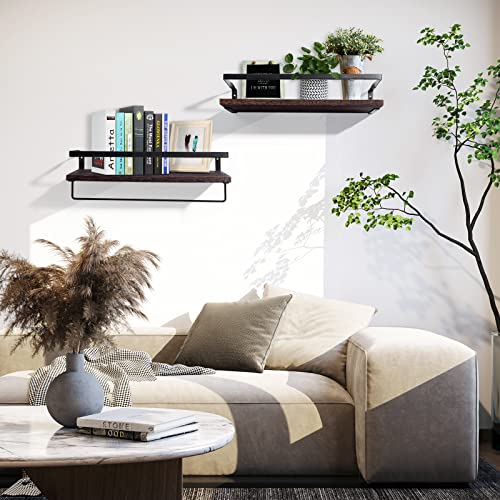 Uten Floating Shelves, Wall Shelves Set of 2, Wall Mounted for Bathroom, Bedroom, Kitchen, Bathroom Shelf with Towel Bar, Sturdy Structure, Easy Installation - Image 5