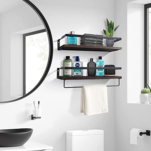 Uten Floating Shelves, Wall Shelves Set of 2, Wall Mounted for Bathroom, Bedroom, Kitchen, Bathroom Shelf with Towel Bar, Sturdy Structure, Easy Installation - Image 4